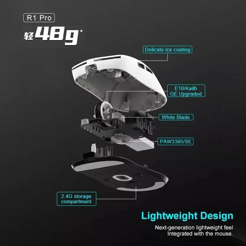 VXE Dragonfly R1 Pro MAX 2.4G ماوس ألعاب لاسلكي PAW3395 26000 ديسيبل متوحد الخواص اتصال 3 أوضاع مع ماوس ألعاب سلكي منخفض الكمون
