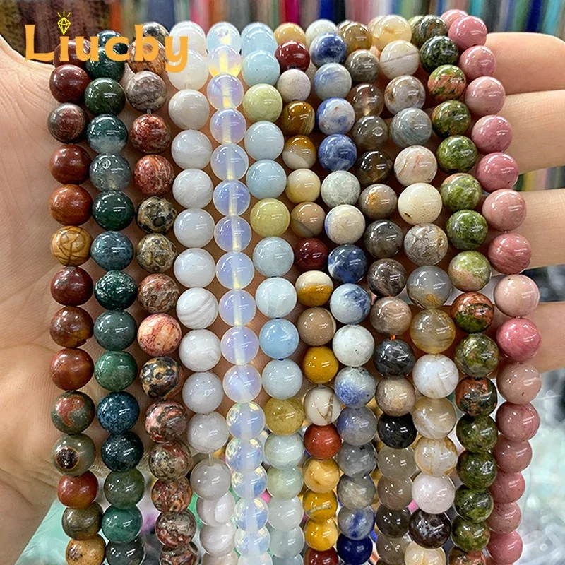 خرز زخرفي من الحجر الطبيعي بنقاط بيضاء وعروق حمراء من السودالايت لصنع المجوهرات والأساور والقلائد بأحجام 4/6/8/10/12 مم بطول 15 بوصة للبيع بالجملة