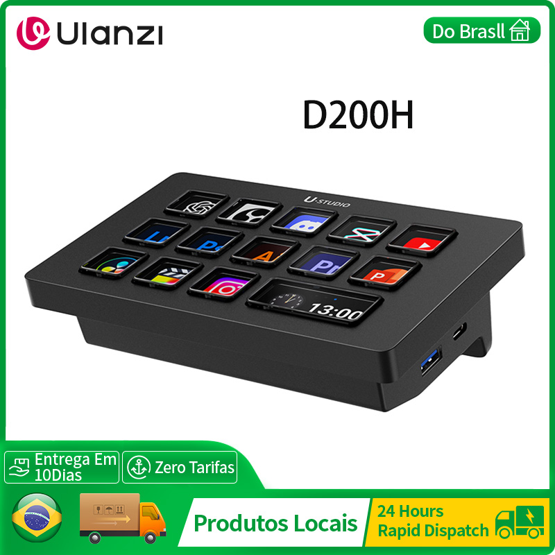 Ulanzi D200H Deck Dock Streaming Controller مكتب يعمل بالذكاء الاصطناعي للكمبيوتر ملء الضوء لـ OBS YouTube TikTok Bilibili