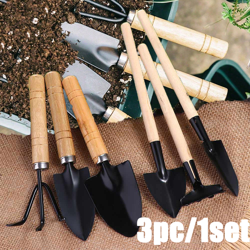 3PC/1Set مجموعة أدوات حديقة صغيرة محمولة أداة حديقة صغيرة مع مقابض مجرفة مزراب أدوات زراعة نباتات داخلية زراعة الزهور