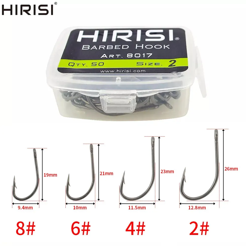 Hirisi 50-طلاء لصيد سمك الشبوط عالي الكربون من الفولاذ المقاوم للصدأ خطافات شائكة إكسسوارات خطافات الصيد