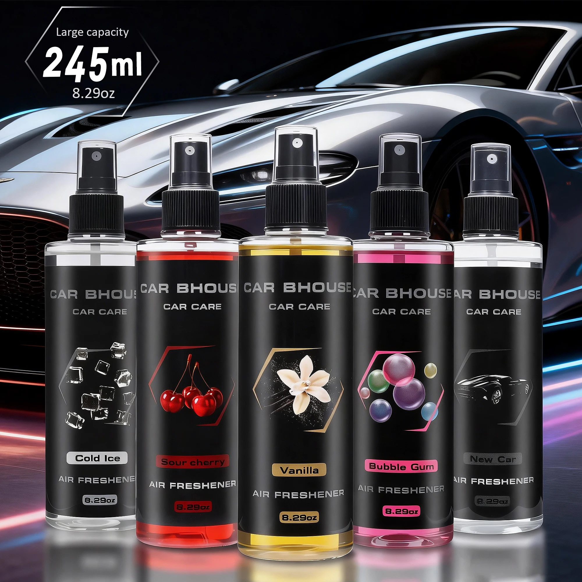 بخاخ عطر للسيارة برائحة فواكه الزهور، سعة كبيرة 8.29 أونصة/245 مل، عطر يدوم طويلاً، مناسب للسيارة والمنزل والفندق والهدايا