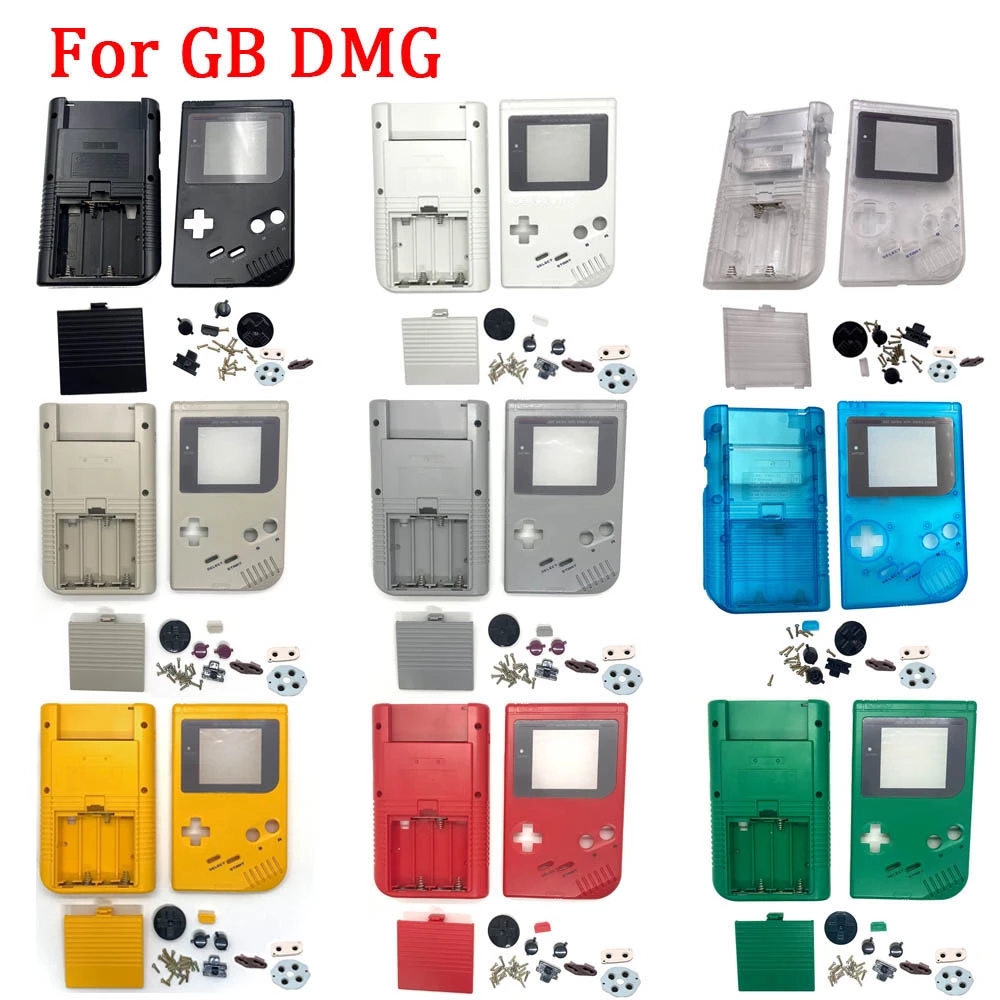 مجموعة كاملة GB DMG الإسكان شل مع أزرار موصل المطاط وسادة أطقم ل Gameboy GB DMG IPS حالة الكلاسيكية الألعاب وحدة التحكم شل