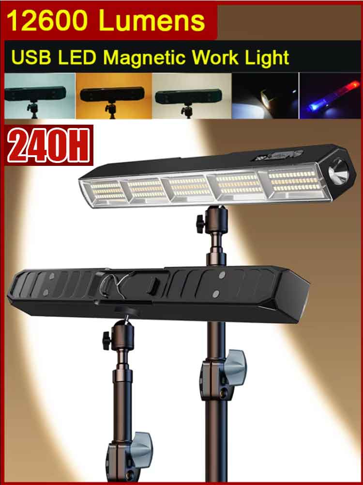 【شريط إضاءة LED مغناطيسي عالي الطاقة】2026 ضوء عمل محمول جديد قابل لإعادة الشحن USB 3 أوضاع IP66 بنك طاقة للطوارئ مقاوم للماء