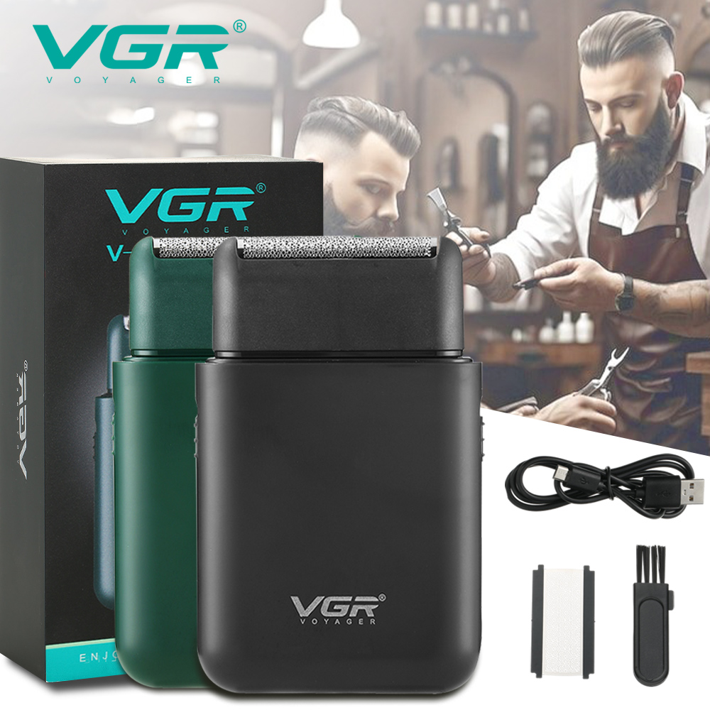ماكينة حلاقة كهربائية صغيرة VGR V-390 بشفرة واحدة لاسلكية قابلة لإعادة الشحن للوجه والجسم للرجال