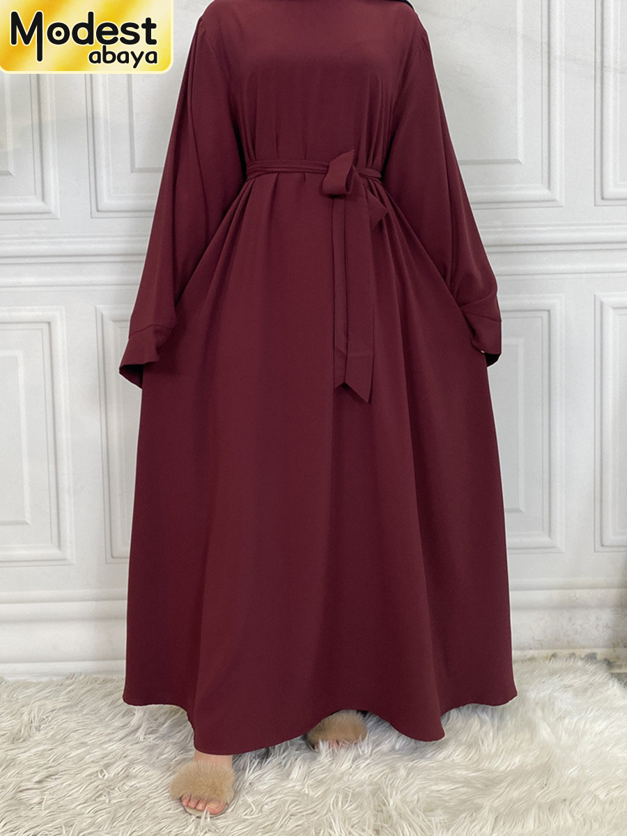 عباية متواضعة رمضان Musulman De Mode ماكسي رداء تركيا قفطان ملابس إسلامية مسلمة للنساء فستان حجاب قفطان فيستدوس