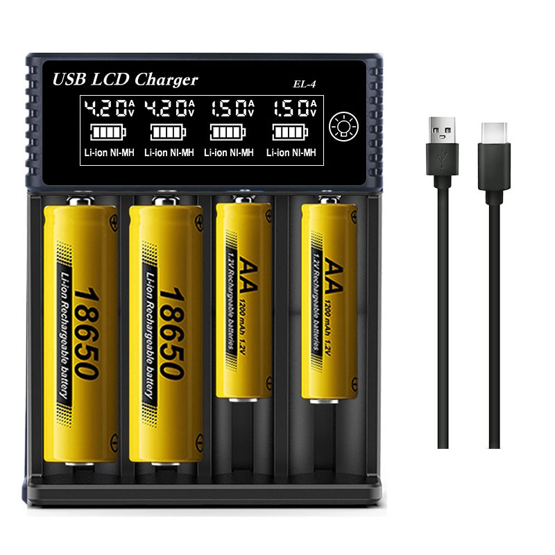 USB LCD بطارية الشواحن الذكية 1/2 فتحات مزدوجة ل 18650 3.7 فولت بطارية ليثيوم قابلة للشحن لبطارية 1.2 فولت ni-mh AA / AAA