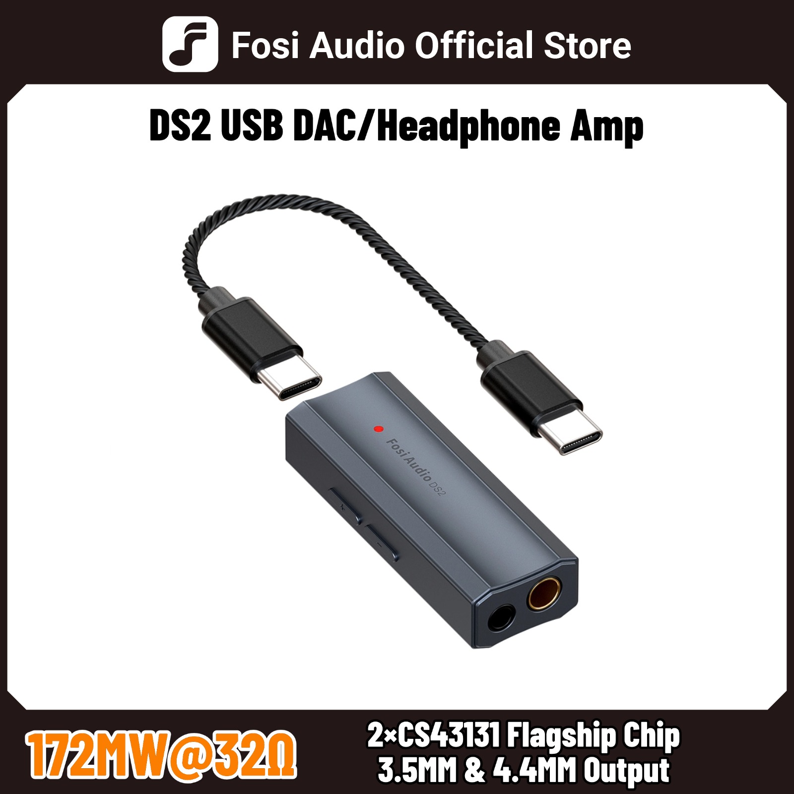 Fosi Audio DS2 Mini Audio USB DAC Dongle مضخم ضوت سماعات الأذن DSD فك أمبير يدعم 32 بت/384 كيلو هرتز مع 3.5 مم و4.4 مم متوازن