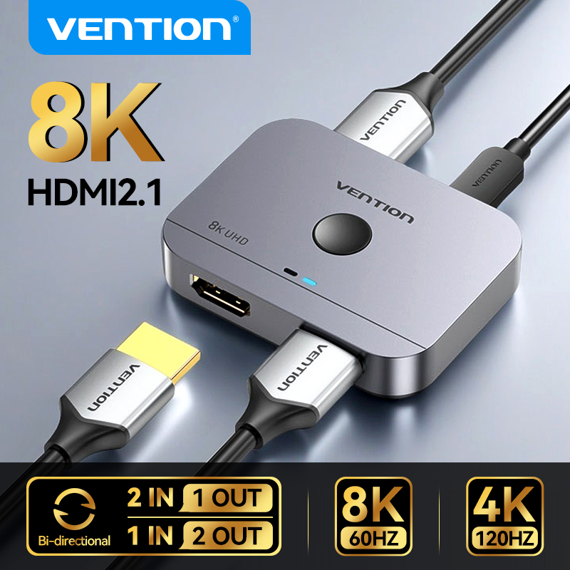 Vention HDMI 2.1 Splitter 8K 60 هرتز 4K120 هرتز ثنائي الاتجاه 2 في 1 خارج للتلفزيون Xiaomi Xbox PS4 5 HDMI متوافق مع شاشة HDMI Switcher