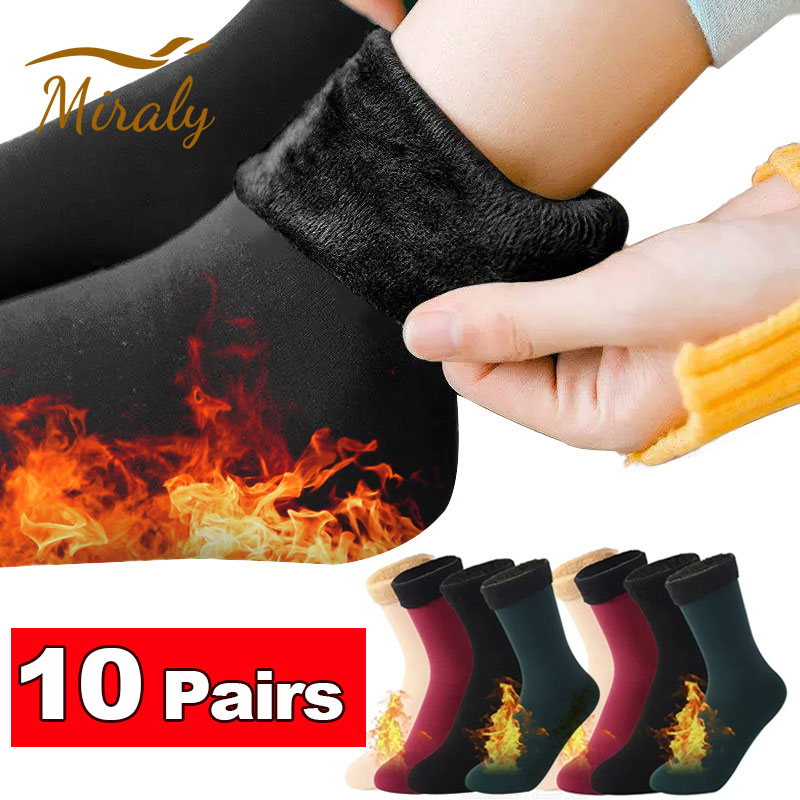 1/2/3/5/10Pairs الجوارب الحرارية النساء شتاء دافئ رشاقته الصوف الجوارب القصيرة الكشمير جوارب من الصوف. الثلوج المخملية الأحذية المنزل الطابق ارتداء