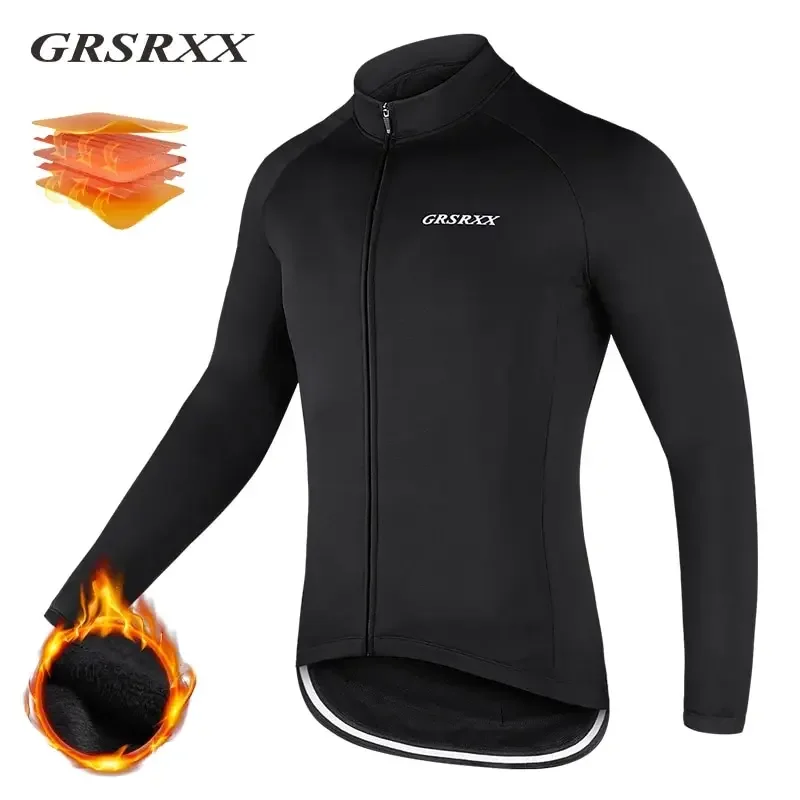 GRSRXX سترة الشتاء الحرارية لركوب الدراجات معطف الدراجة الجبلية معطف الدراجة بدون أكمام ملابس طويلة الأكمام لركوب الدراجات جيرسي Ciclismo للجنسين