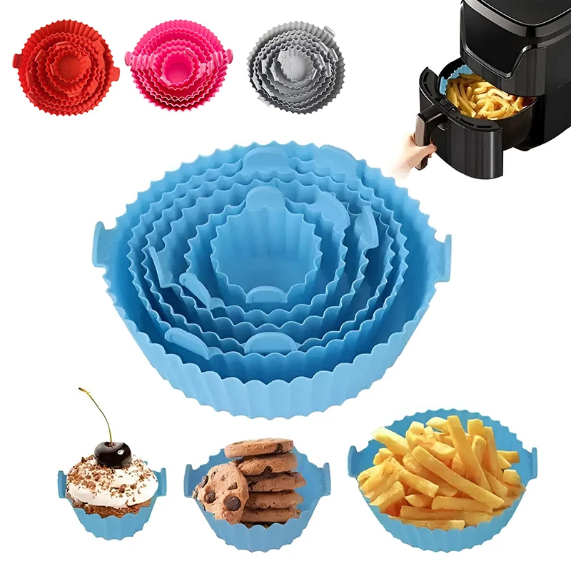 Airfryer سلة سيليكون قابلة لإعادة الاستخدام فرن صينية الخبز قالب من السيليكون للمقلاة الهوائية البيتزا المقلية سلة الدجاج اكسسوارات المقلاة الهوائية
