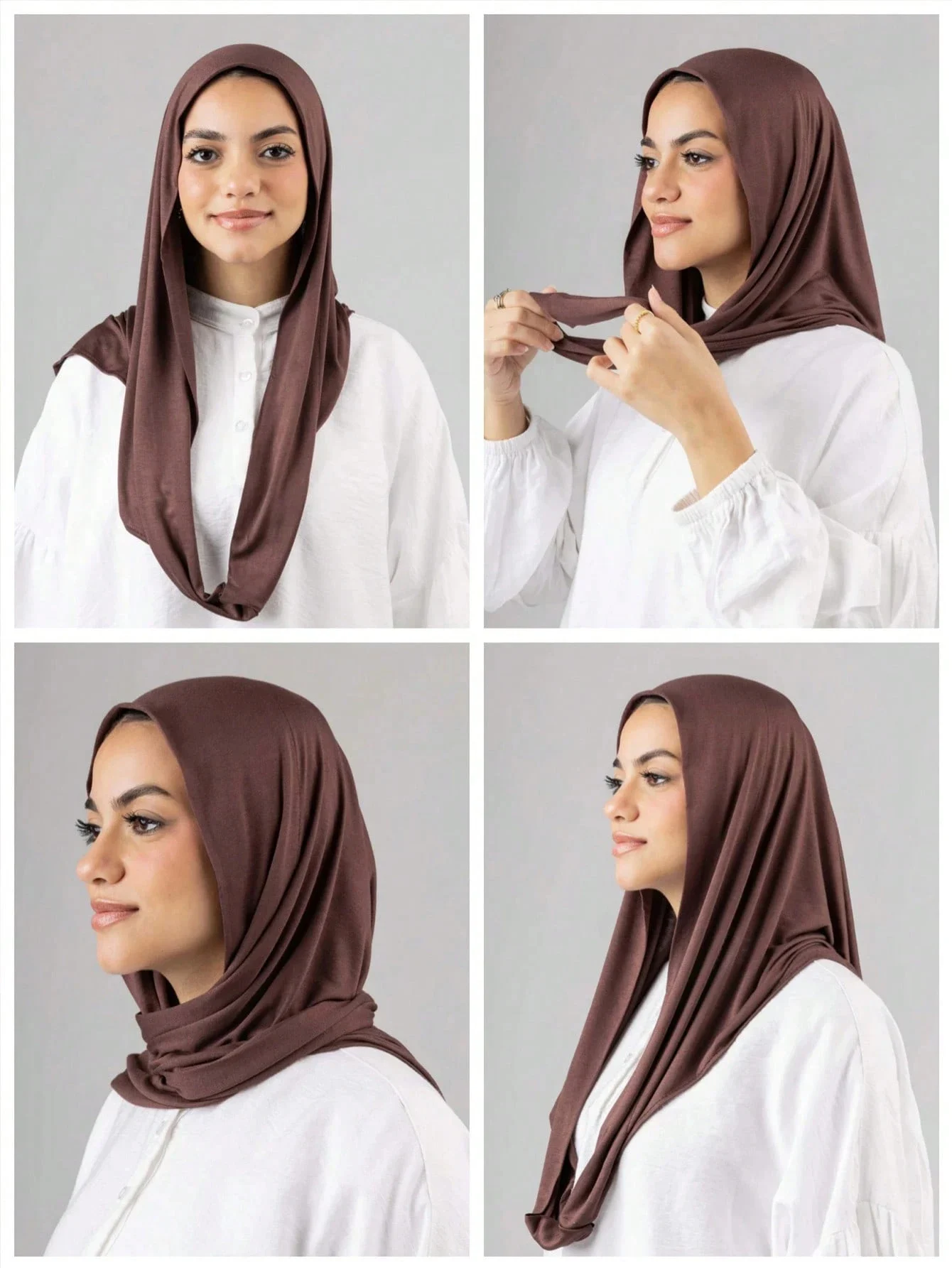 حجاب نسائي فوري كلاسيكي بلون واحد من الجيرسيه، غطاء رأس مسلم مسبق الخياطة، وشاح رقبة ملفوف، عمامة، قبعة، باندانا لرمضان