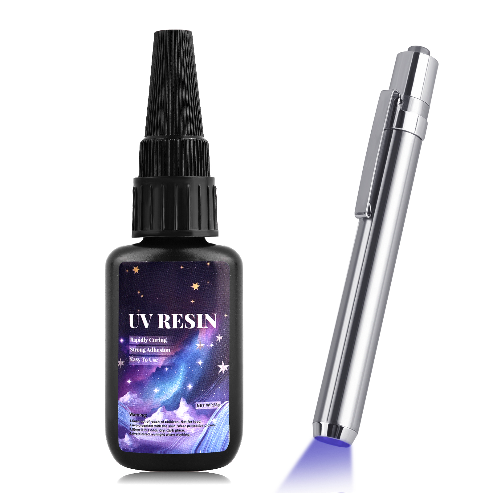 25g راتنج لاصق UV للتصلب واللحام لاصق UV السريع الجفاف مع راتنج لاصق للتصلب الزجاج والمعدن والخشب لصنع الحرف والديكورات