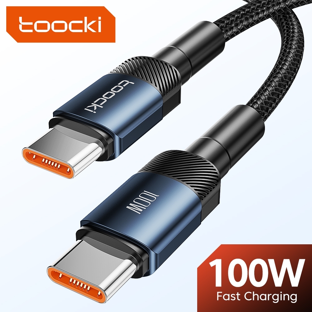 Toocki 100 واط USB C إلى نوع C كابل PD3.0 شحن سريع كابل الشاحن سلك البيانات لماك بوك هواوي Xiaomi POCO سامسونج USB-C كابل