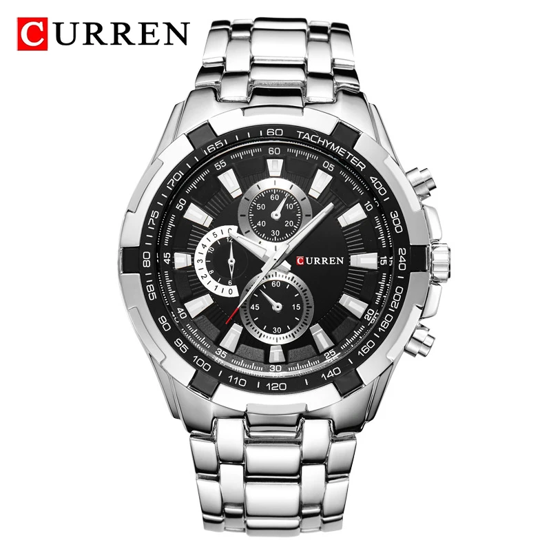 CURREN 8023 ساعة كوارتز رجالية مقاوم للماء الرياضة العسكرية ساعات رجال الأعمال الفولاذ المقاوم للصدأ ساعة اليد ساعة الذكور reloj hombre