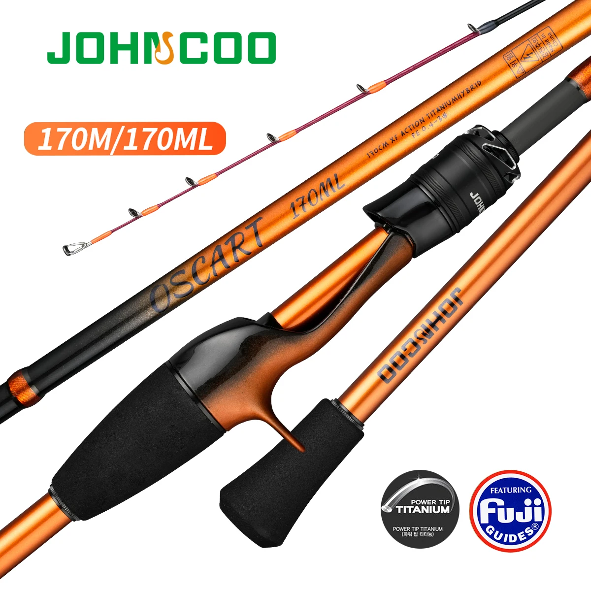 Johncoo-صنارة صيد للصب ، قضيب القفز ، طرف تيتانيوم قوي ، ذيل مطاطي ، قارب أخطبوط ، m ، M ، m ، ML