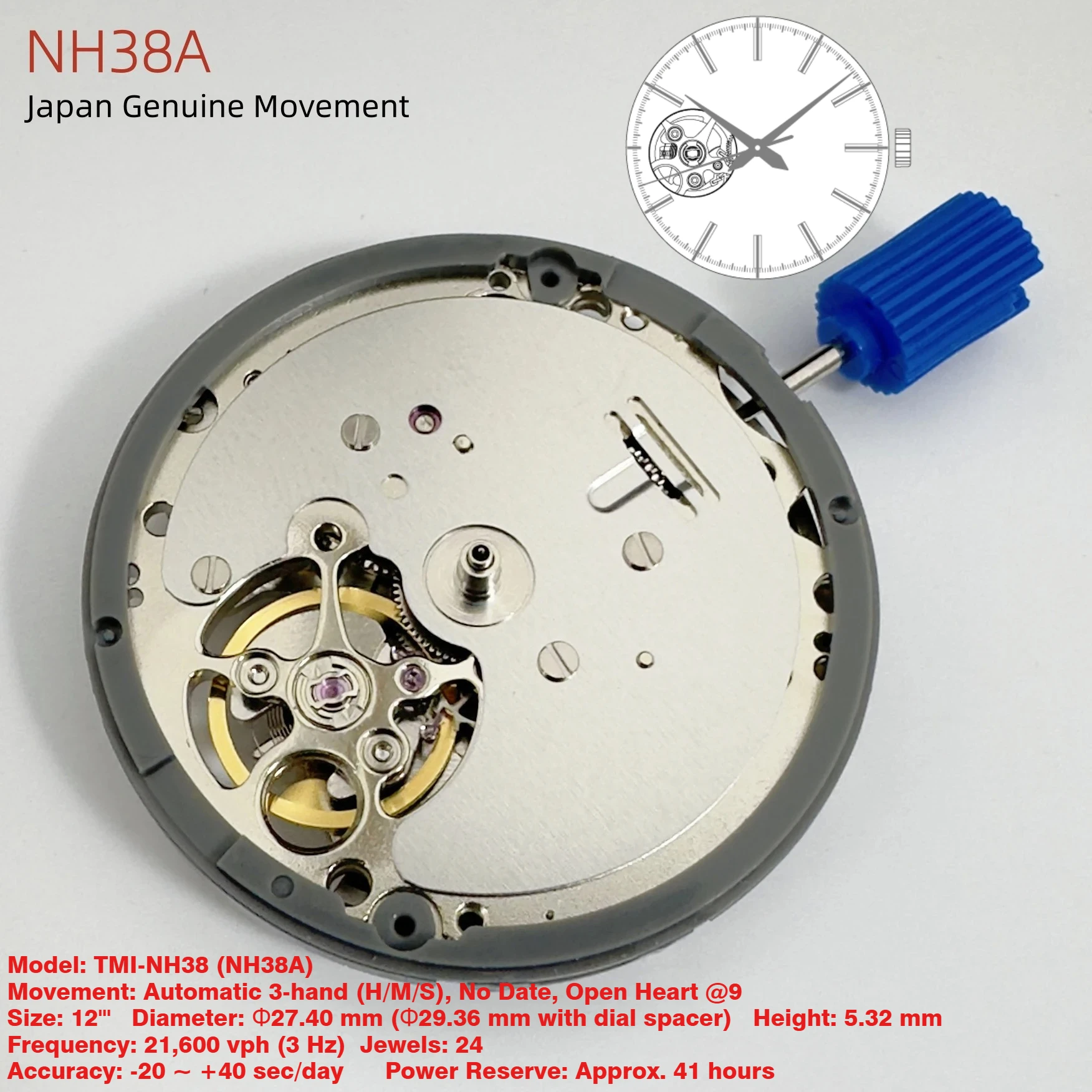 اليابان حقيقية NH38A الحركة الميكانيكية وزارة الدفاع آلية ساعة أوتوماتيكية 24 جواهر عالية الدقة NH38 أعلى إصلاح أجزاء