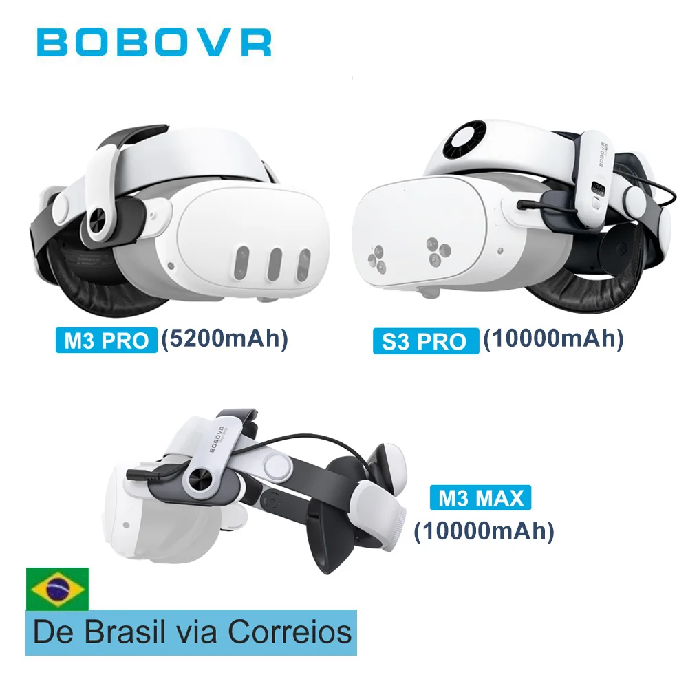 Tira para Cabeça BOBOVR M3 Max/S3 Pro/M3 Pro/E3 PRO متوافق مع ميتا كويست 3/3S Envio Direto do Brasil