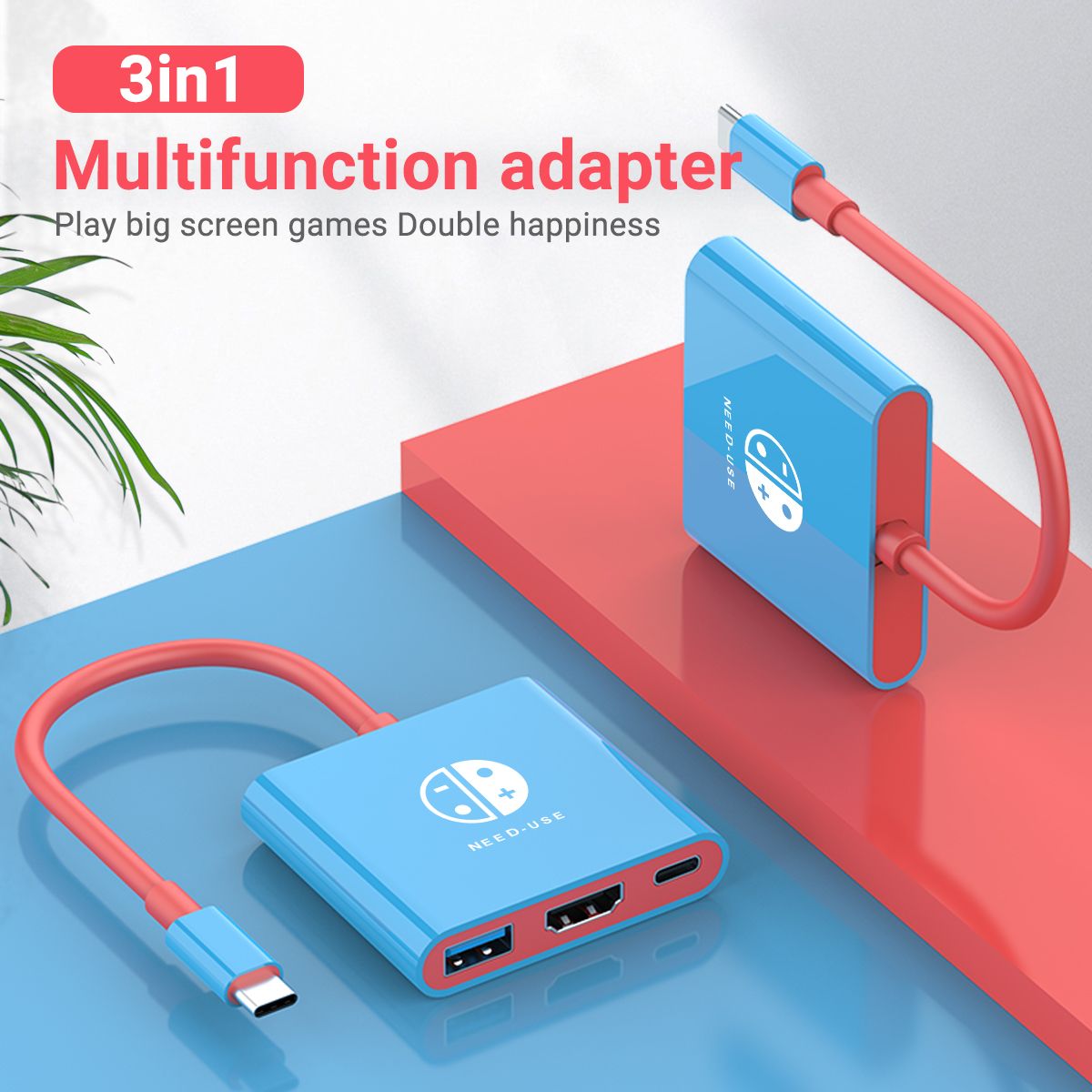 محطة إرساء الألعاب المحمولة TYPE-C Hub مع HDMI وUSB 3.0 مثالية للسفر والألعاب