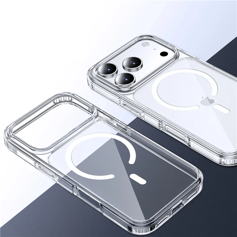 حافظة فاخرة شفافة مضادة للصدمات لهاتف Magsafe لهاتف iPhone 17 Air 17 Pro 17 Pro Max شحن لاسلكي غطاء كمبيوتر صلب مقاوم للصدمات