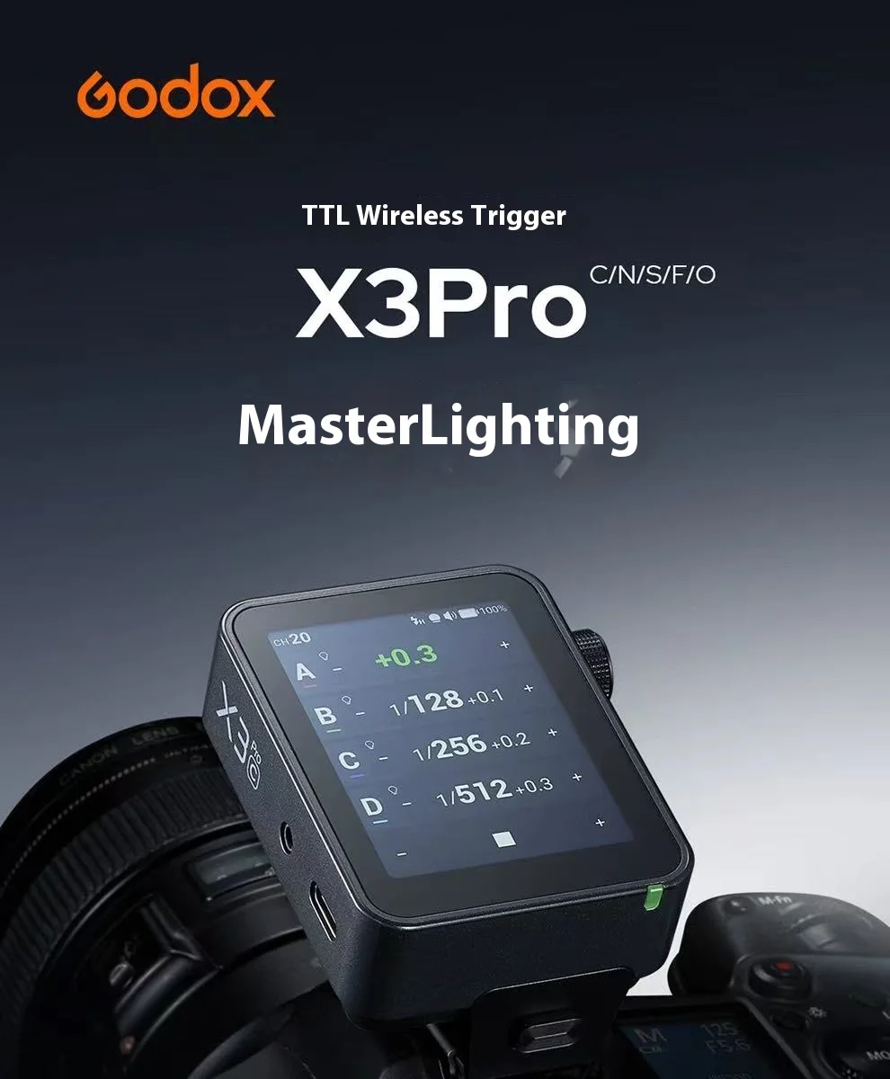 جهاز تحكم لاسلكي للتصوير الفوتوغرافي Godox X3Pro TTL بتردد 2.4 جيجاهرتز مع نظام X اللاسلكي وتكامل البلوتوث والتحكم عبر التطبيق والشحن السريع - من البرازيل