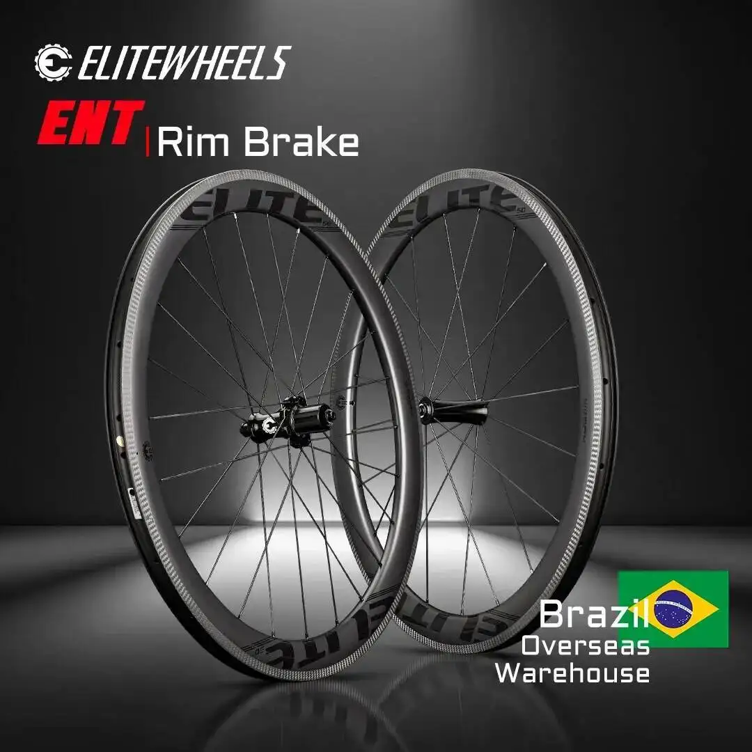 مجموعة عجلات كربونية ELITEWHEELS 700c ENT مع فرامل حافة العجلة، تشطيب UD، جودة UCI، جاهزة للاستخدام بدون أنابيب، مزودة بمسامير Pillar Nipple 1423، مناسبة للدراجات الهوائية.