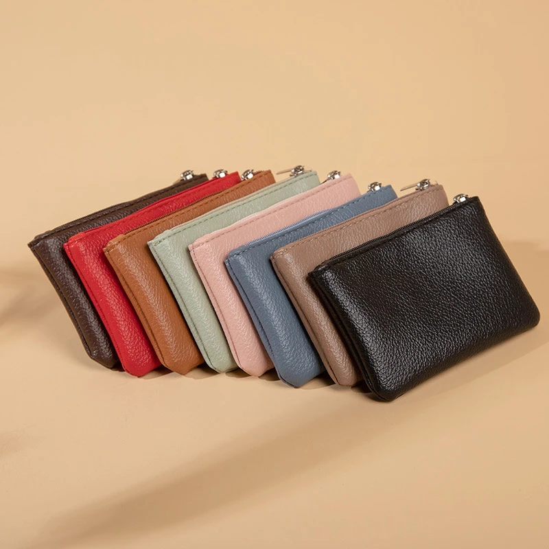 المرأة بولي Leather الجلود عملة محفظة ريترو الليتشي نمط سستة الحقيبة تغيير صغير المحافظ للجنسين الصلبة محافظ حامل بطاقة تخزين حقيبة