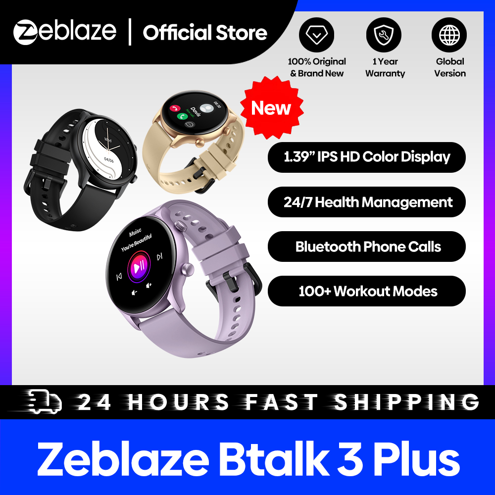 ساعة ذكية Zeblaze-Btalk 3 Plus للرجال والسيدات ، مكالمات صوتية ، شاشة ملونة عالية الدقة كبيرة ، تتبع اللياقة البدنية ، جديدة