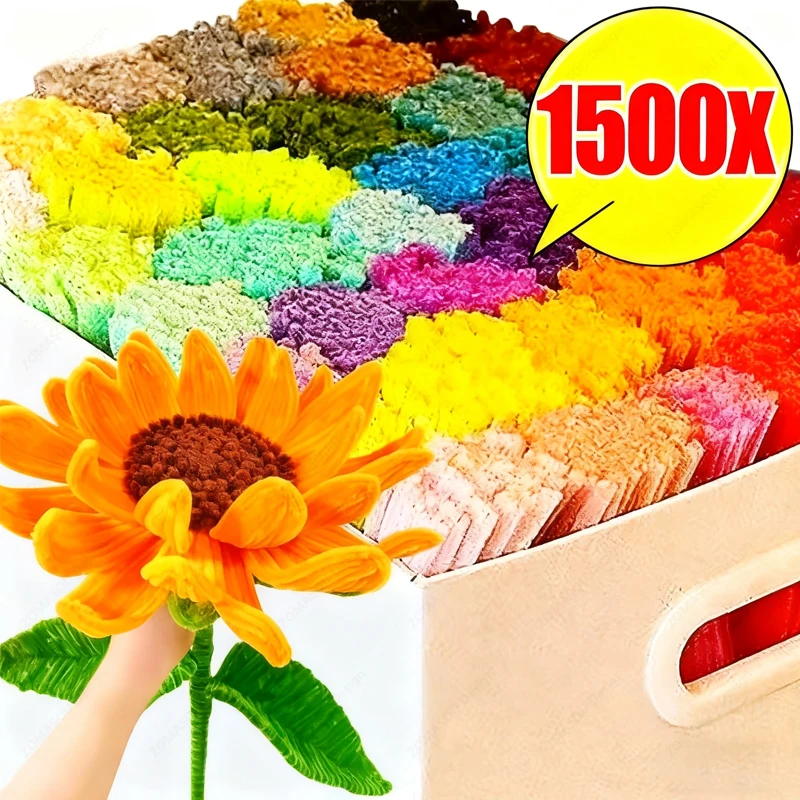 100-1500 قطعة منظفات الأنابيب الحرفية متعدد الألوان الشنيل ينبع التواء العصي أفخم عصا للأطفال DIY بها بنفسك الفنون الحرفية ديكور