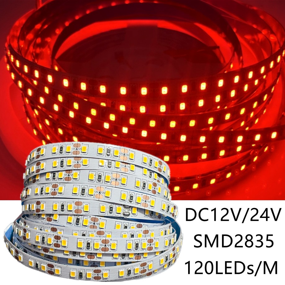 120 المصابيح/م DC12V 24 فولت شريط مصابيح المنزل 2835 LED قطاع ديكور أحمر الجليد الأزرق الأخضر الأصفر الوردي مرنة وقابلة للقطع 2835 شريط مصابيح لينة