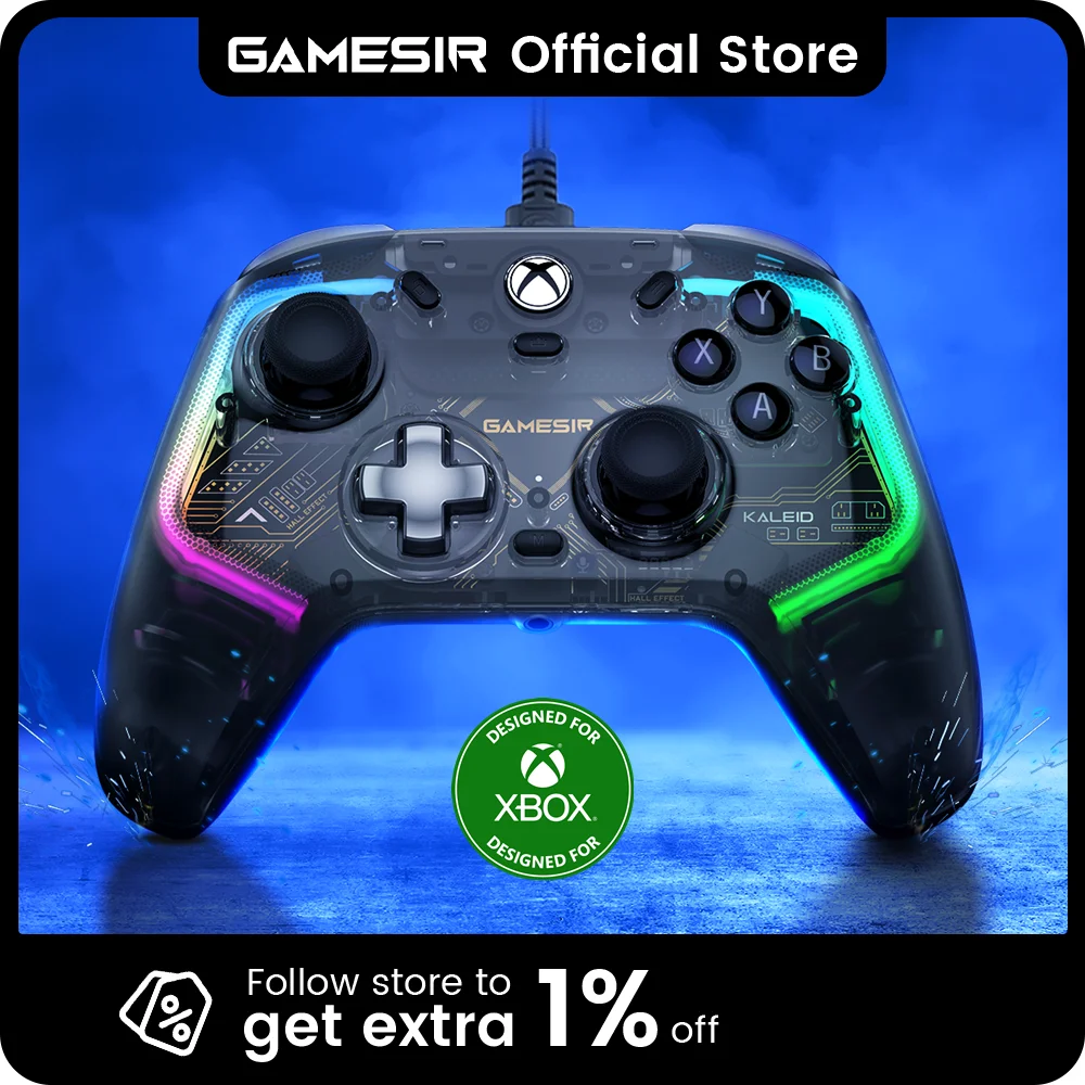 وحدة تحكم GameSir Kaleid سلكية لأجهزة Xbox Series X وXbox Series S وXbox One، مزودة بعصا تحكم بتقنية Hall Effect.