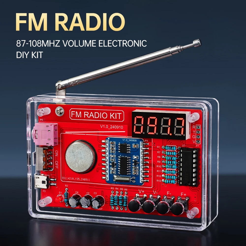    RDA5807 لتقوم بها بنفسك راديو FM عدة إلكترونية تردد قابل للتعديل 87-108 ميجا هرتز شاشة ديجيتال لتقوم بها بنفسك مشروع لحام ممارسة لحام