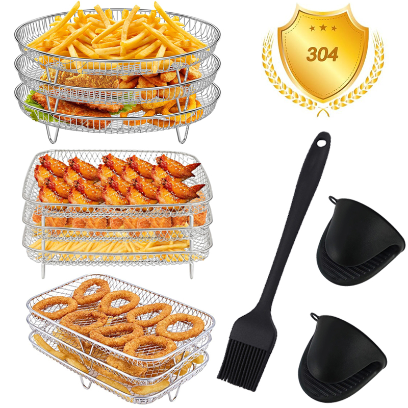 3 طبقات رف المقلاة الهوائية تكويم الشوي 304 الفولاذ المقاوم للصدأ Airfryer فرن شواء باخرة طباخ أدوات المطبخ أدوات الطبخ