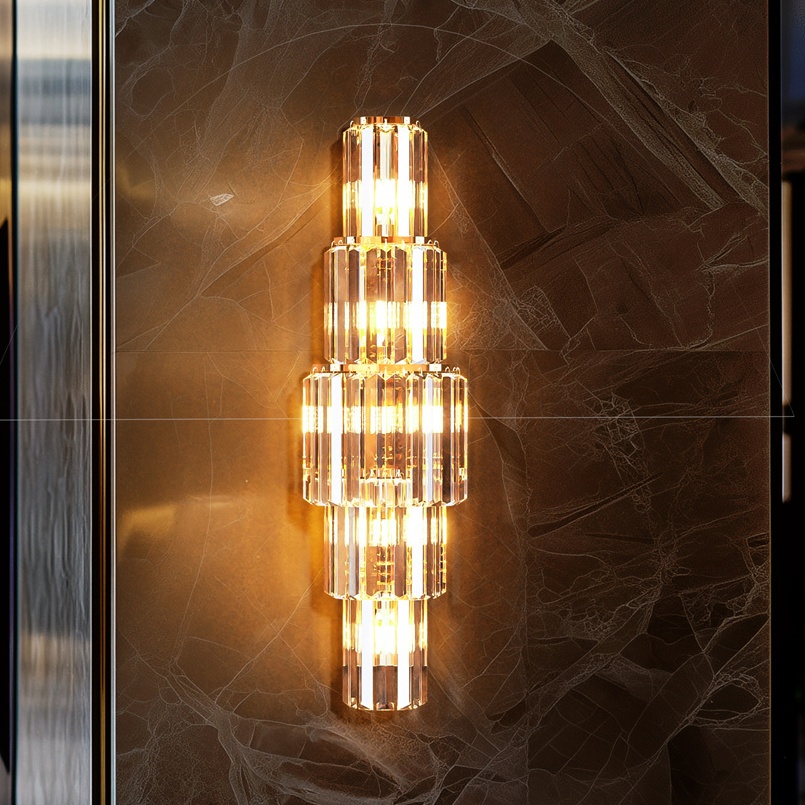 LUVODI الحديثة الكريستال الجدار مصباح 3-Layer الجدار الكريستال الشمعدان ضوء E14 أضواء الذرة Led