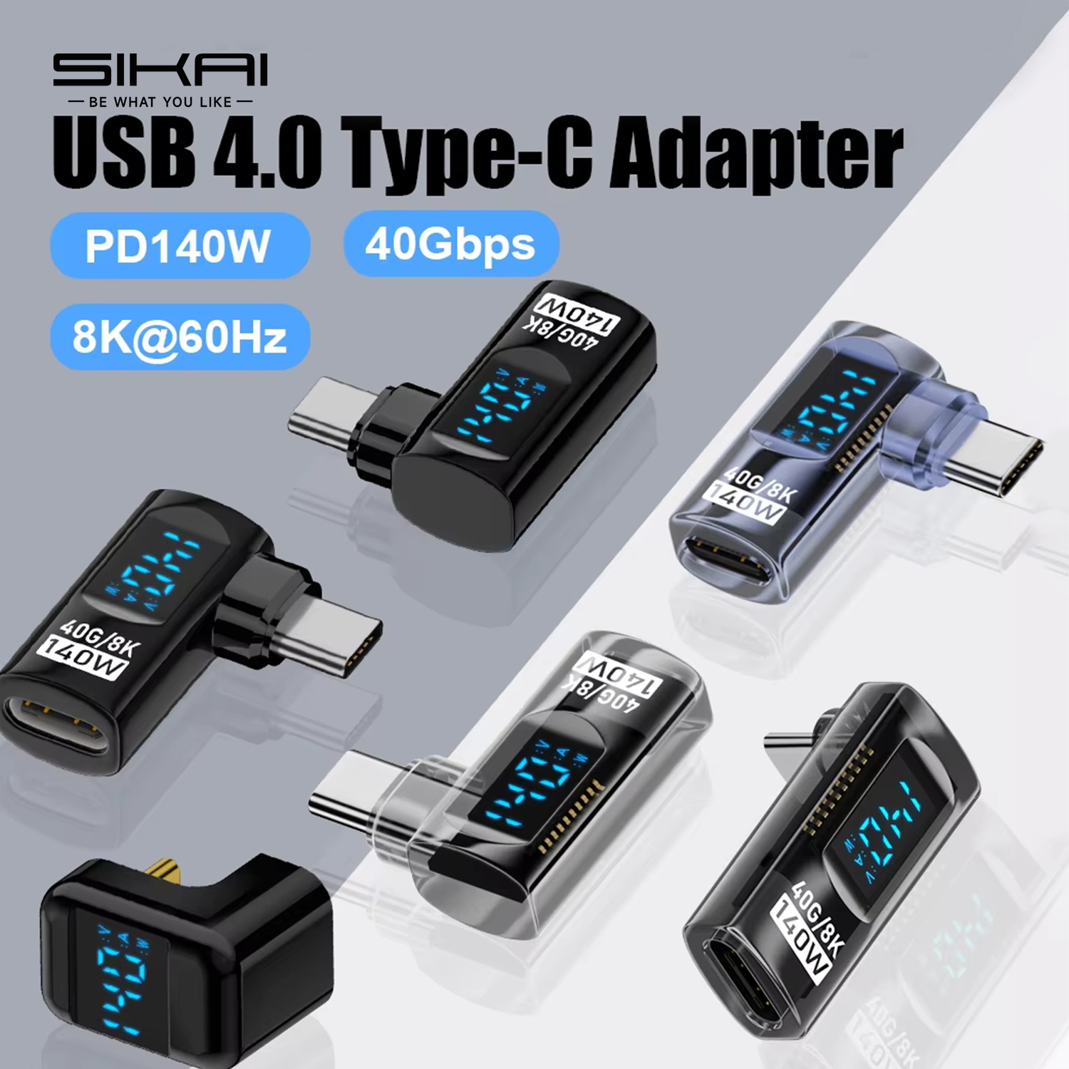 90 درجة USB C محول الزاوية اليمنى U شكل نوع C محول 40Gbps نقل البيانات PD 140 واط USB4.0 8K 60 هرتز فيديو ل Thunderbolt 3/4