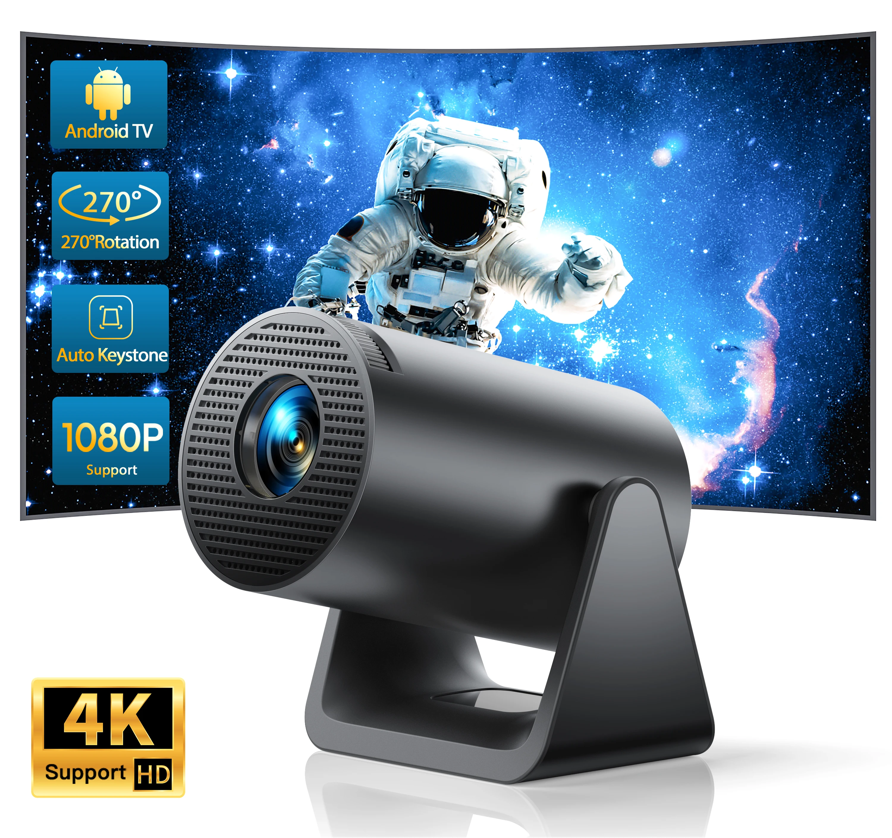 Wimius L1 جهاز عرض صغير 1080P يدعم 300 ANSI أندرويد 11 واي فاي بلوتوث جهاز عرض تلقائي كيستون جهاز عرض منزلي محمول