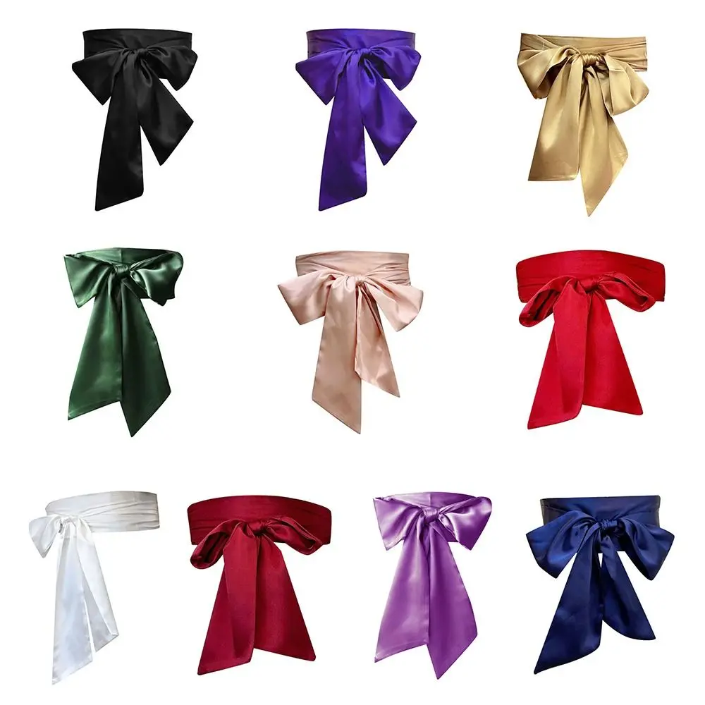 فستان نسائي علوي Bowknot حزام الخصر القوس مشد الحرير الساتان حزام خصر عريض شريط قماش Cummerbunds الدانتيل يصل حزام الخصر