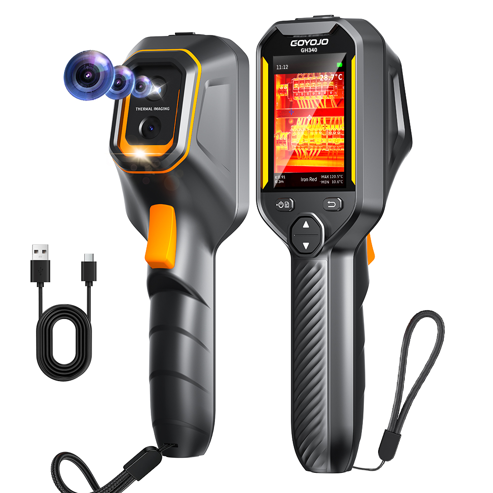 كاميرا حرارية GOYOJO GH192 GH340، شاشة LCD 2.8 بوصة بدقة 320 × 240، كاميرا تصوير حراري مزدوجة مع كاميرا مرئية بدقة 2 ميجابكسل، كاميرات بالأشعة تحت الحمراء لفحص المباني الكهربائية وأنظمة التدفئة والتهوية وتكييف الهواء
