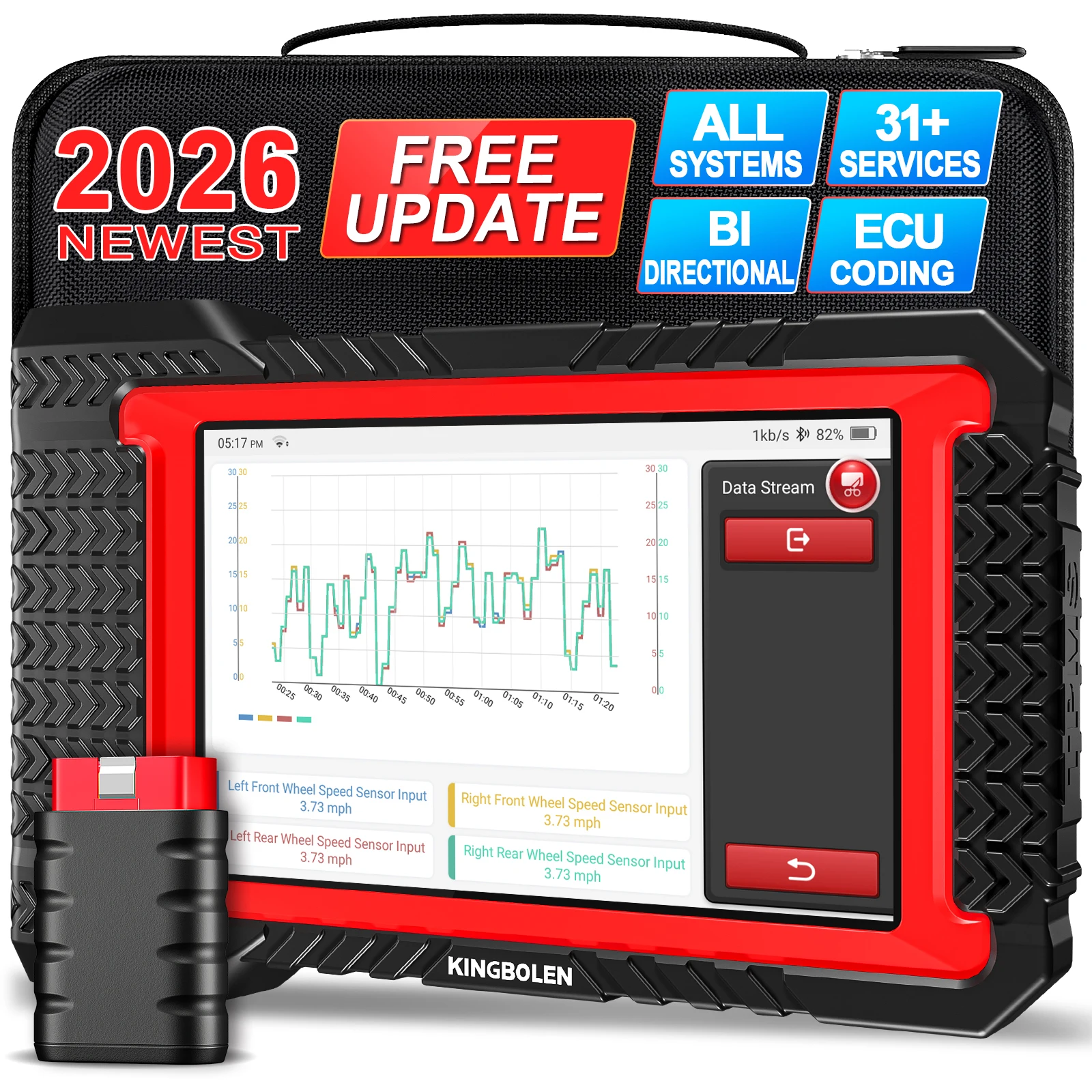[تحديث مجاني مدى الحياة] جهاز فحص KINGBOLEN K7 OBD2 مع ترميز وحدة التحكم الإلكترونية ثنائي الاتجاه و28 وظيفة إعادة ضبط، أداة تشخيص لجميع الأنظمة، مماثل لـ THINKSCAN MAX 2