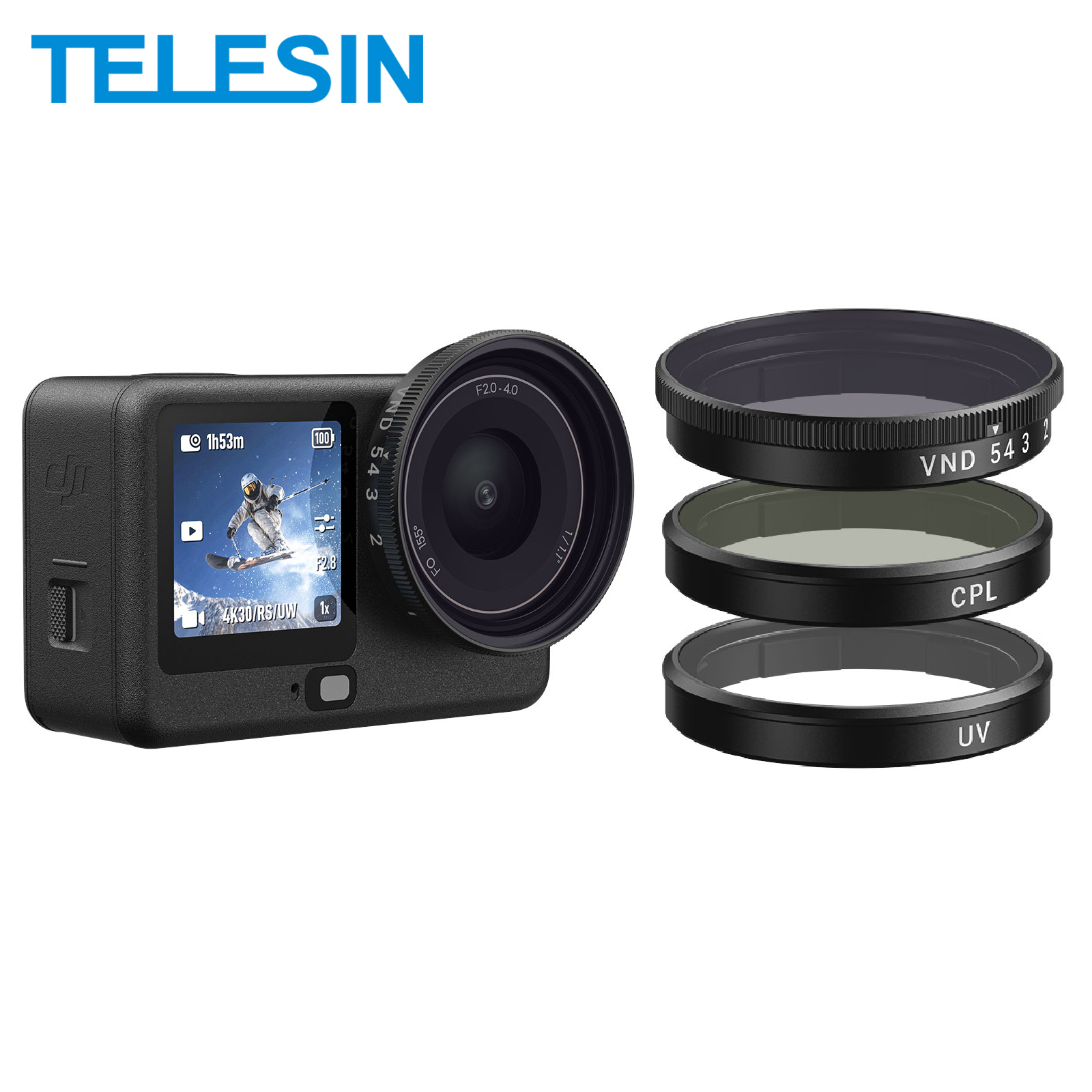 مرشح عدسة TELESIN ل DJI OSMO Action 6 CPL ND8 ND16 ND32 UV VND إطار مرشح إطلاق سريع للعدسة مجموعة مرشحات عدسة DJI Action 6