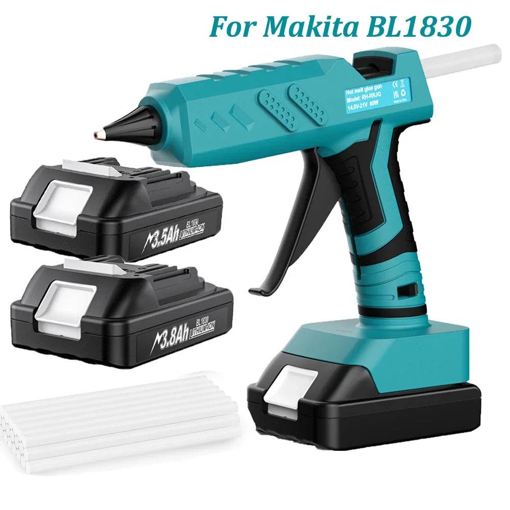 مسدس غراء ساخن لاسلكي بقوة 80 واط لبطارية ماكيتا 18 فولت BL1815 BL1830 BL1840 BL1850 مع 10 قطع من أعواد الغراء 11 مم، أداة إصلاح كهربائية
