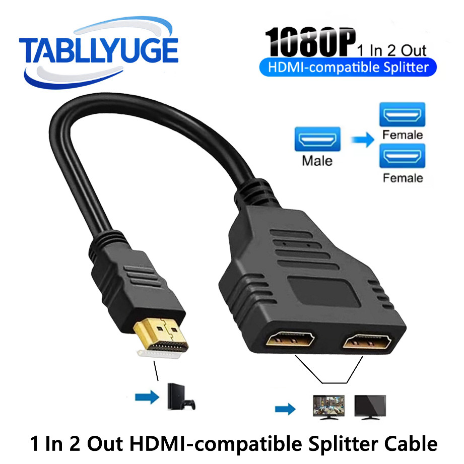 1 في 2 خارج HDMI كابل الفاصل 1080P 2 ثنائي المنفذ Hdmi متوافق كابل Y الفاصل محول لشاشة صندوق التلفزيون المحمول