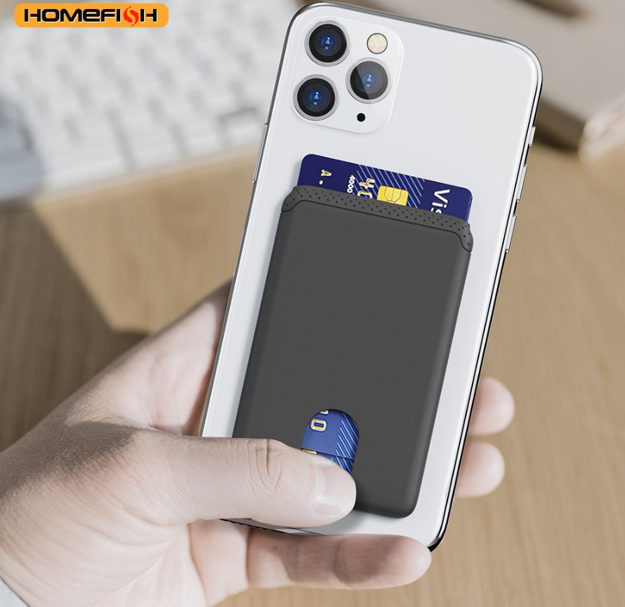 حامل هاتف HOMEFISH لاصق، حامل بطاقات ائتمانية، محفظة هاتف محمول من السيليكون الناعم، متوافق مع أجهزة آيفون وأندرويد