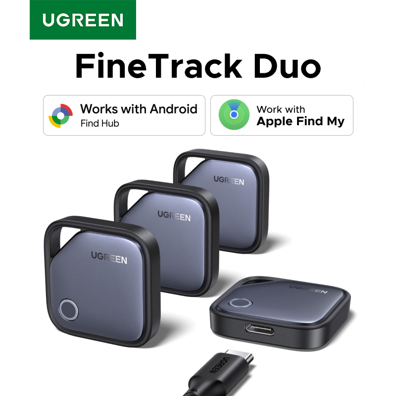 UGREEN 【توافق النظام المزدوج】مكتشف ذكي لجهاز Apple Find My (iOS) وFind Hub App (Android) بطاقة تعقب بلوتوث