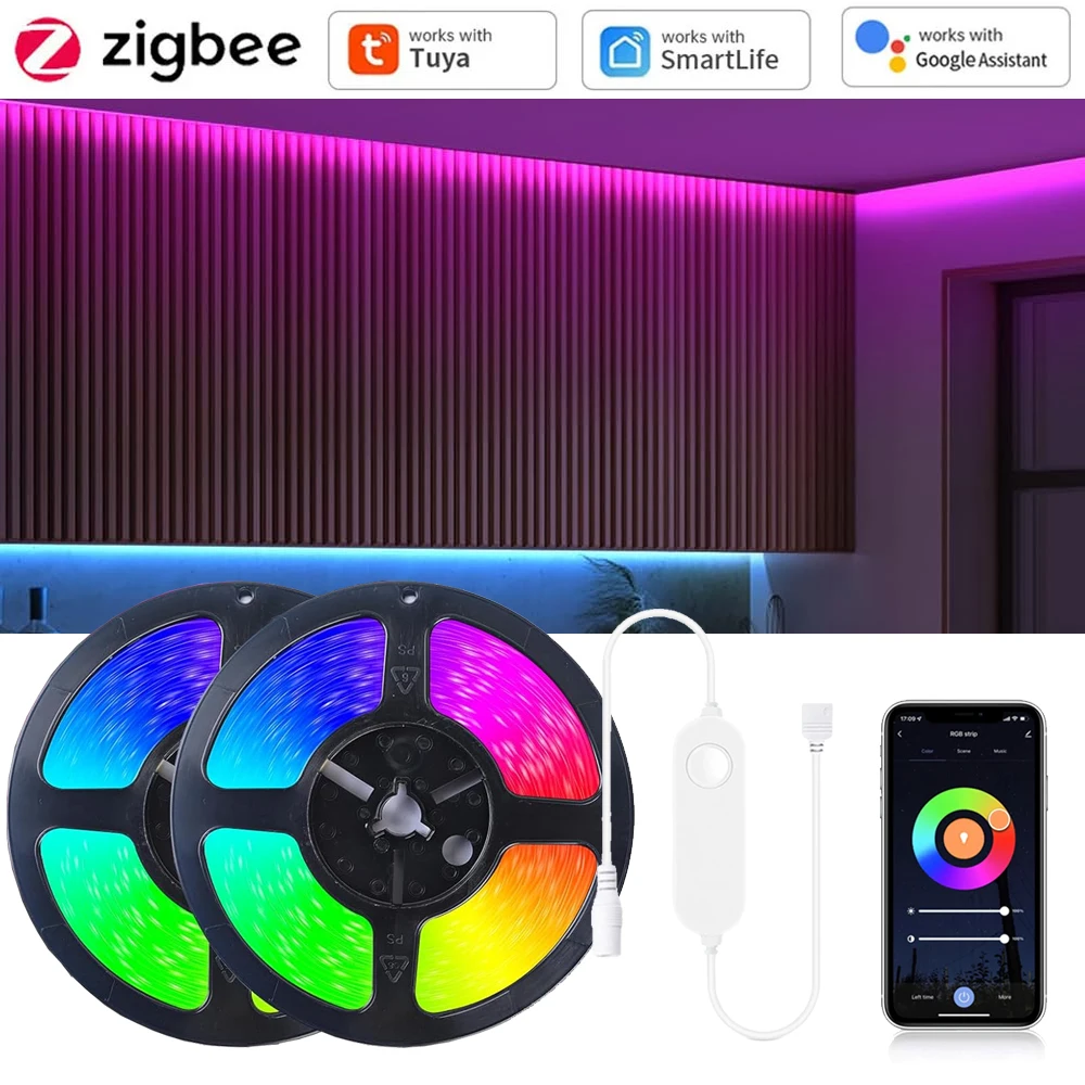 5 متر 10 متر تويا زيجبي 5050 RGBW RGBWW Led قطاع عكس الضوء غرفة مرنة لعبة حفلة ضوء ديكور fr أليكسا جوجل مساعد SmartThings