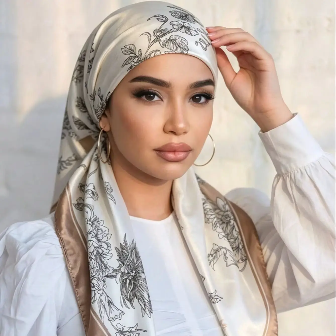 حجابات فورية جديدة من الساتان الحريري للمسلمات، وشاح مطبوع، عمامة، قبعة حجاب سميكة، قبعة نوم نسائية، بونيه شعر ساتان مرنة لرمضان والعيد