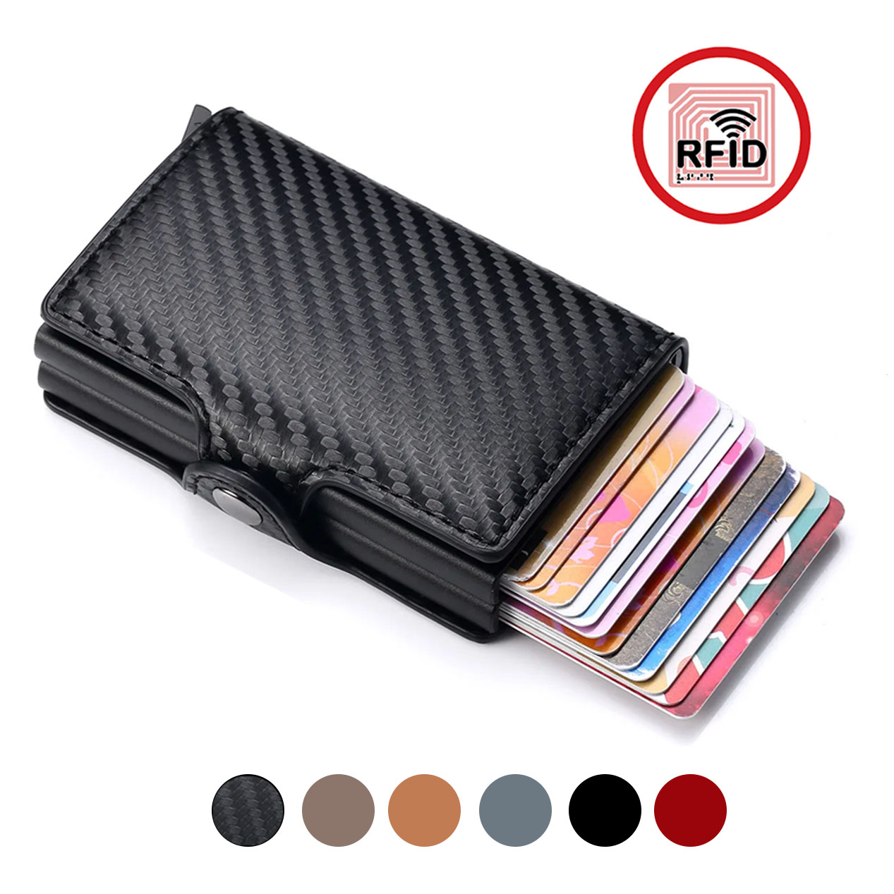 Rfid الرجال بطاقة محافظ ألياف الكربون سليم محفظة صغيرة 14 حاملي بطاقة حقيبة المال الصغيرة الذكور المحافظ