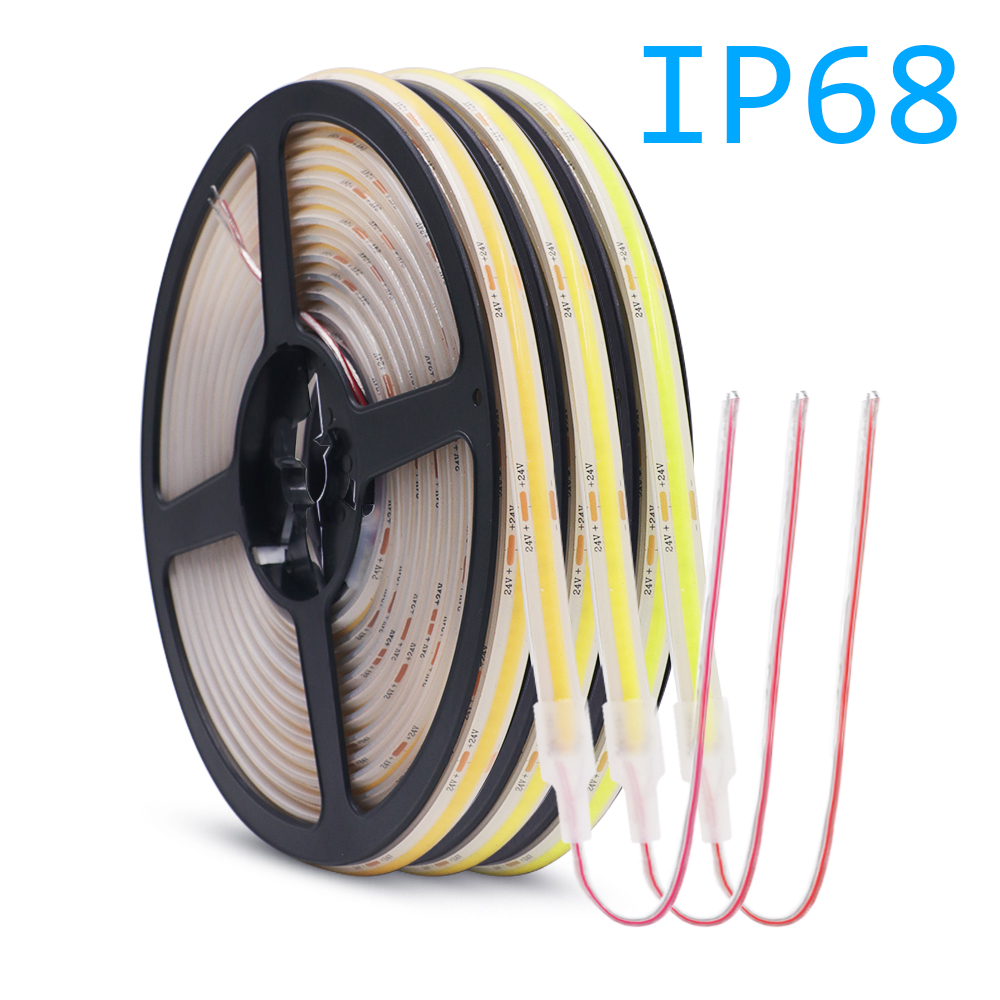 12 فولت 24 فولت COB LED قطاع ضوء IP68 IP67 مقاوم للماء مرنة Led مصباح 320LED 5 متر 10 متر 15 متر 0.5 متر 1 متر عالية الكثافة مشرق بطانة الإضاءة