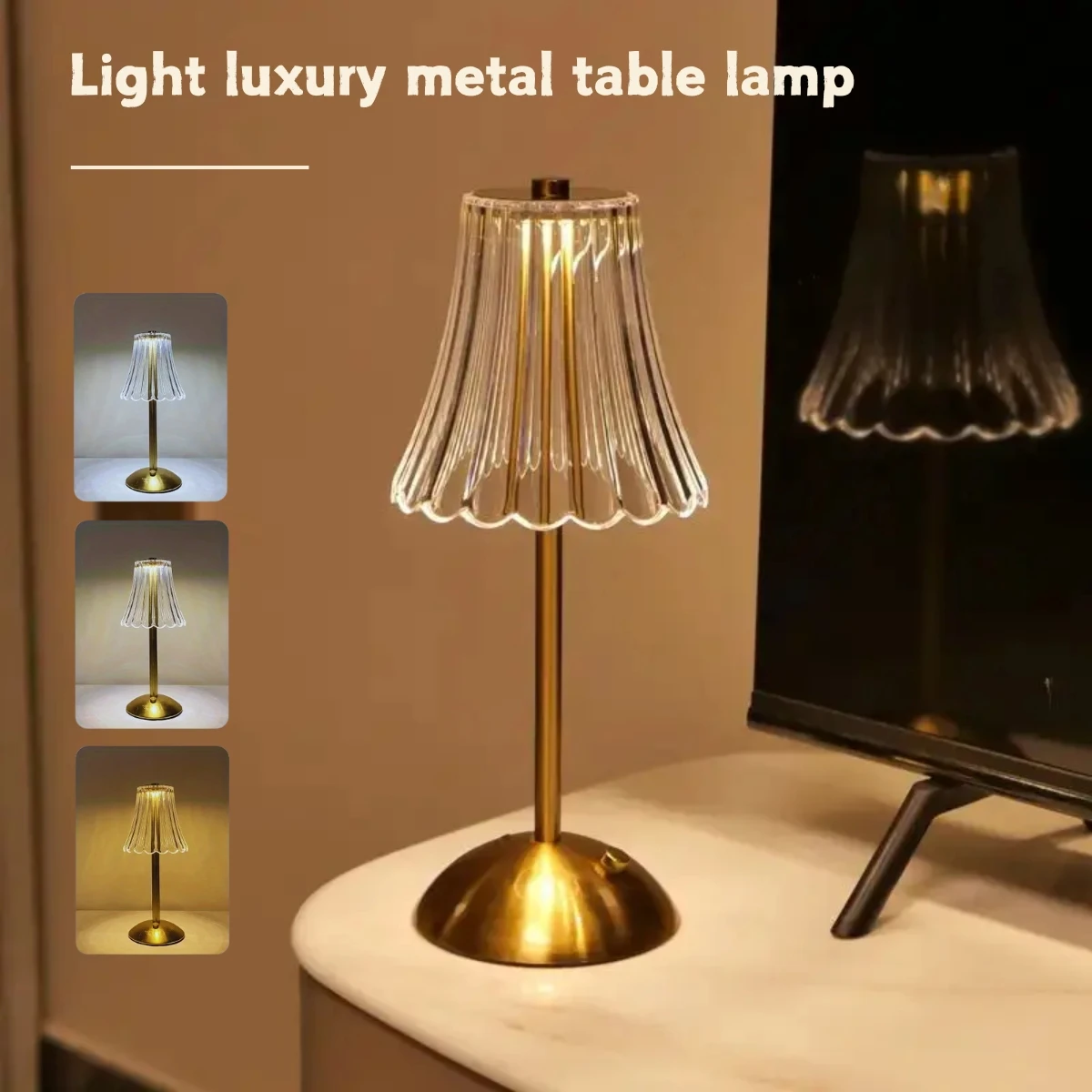 مصباح مكتب كريستالي بتصميم عتيق مع إضاءة LED، شحن عبر USB، مناسب لغرف النوم وغرف المعيشة، يخلق أجواءً دافئة بسهولة